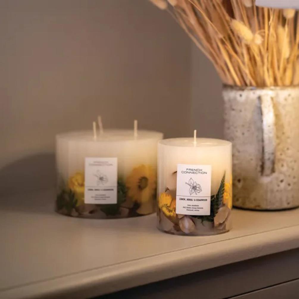 French Connection Lemon, Neroli & Cedarwood Pillar Candle 9.5cm x 10.5cm Extra Image 3